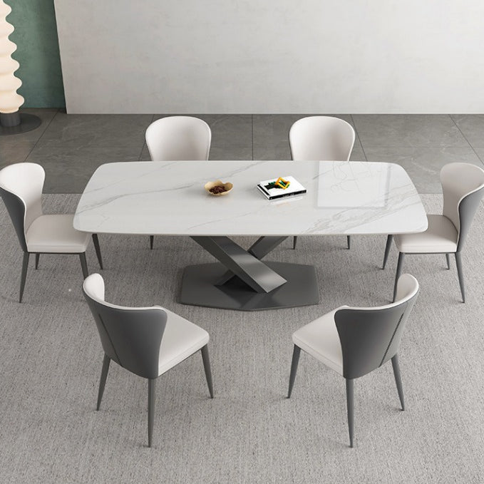 Industrial Style Rectangle Table Sintered Stone Dining Table with Metal Legs for Home