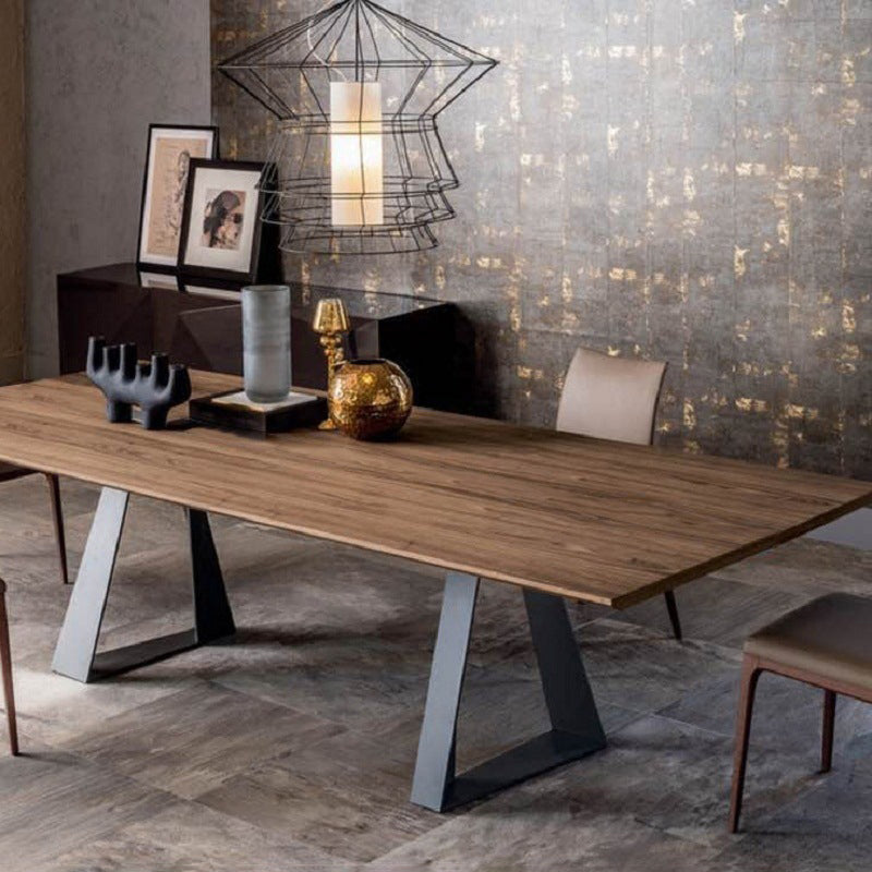 Industrial Style Rectangle Table Wooden Dining Table with Metal Legs