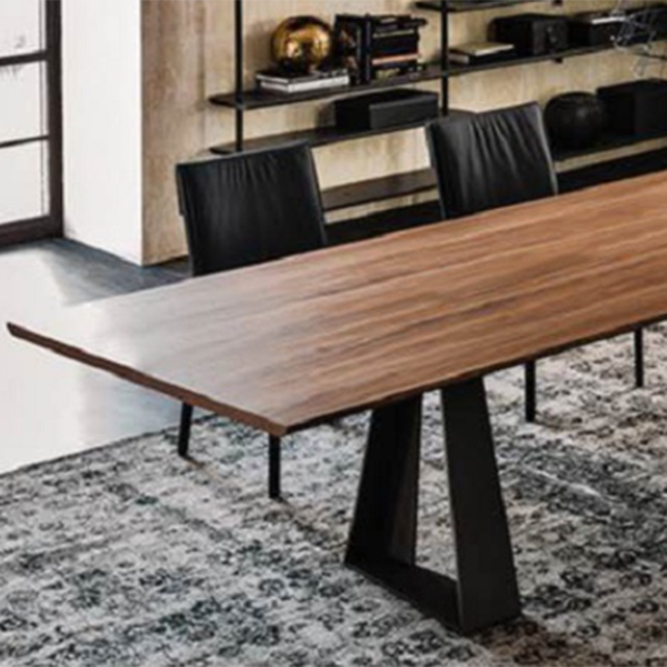 Industrial Style Rectangle Table Wooden Dining Table with Metal Legs