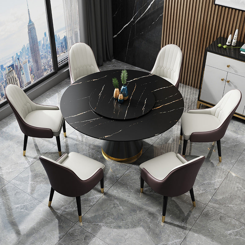 Contemporary Round Table Sintered Stone Dining Table with Metal Legs