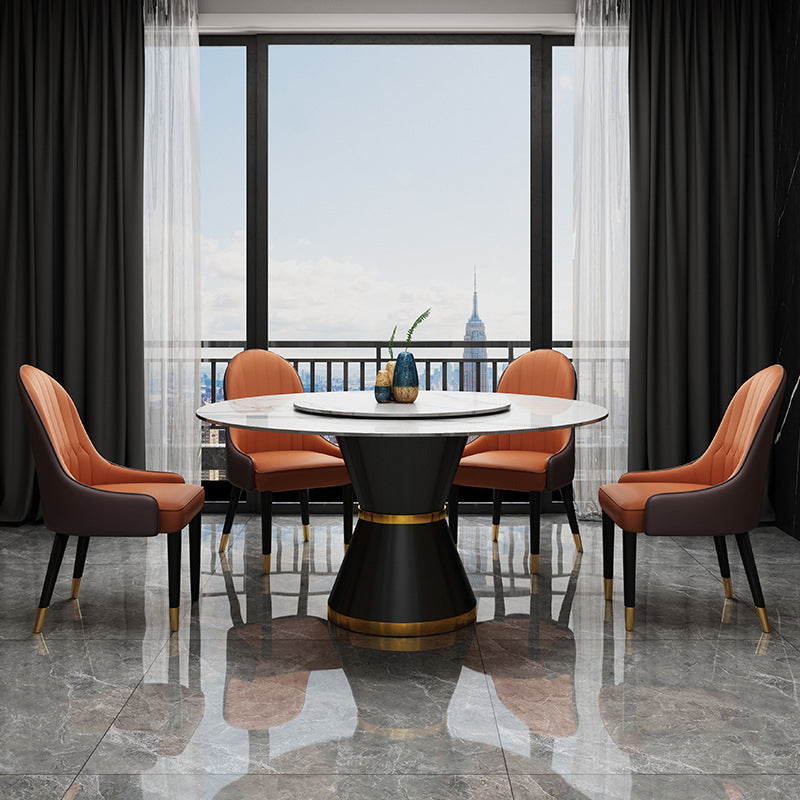Contemporary Round Table Sintered Stone Dining Table with Metal Legs
