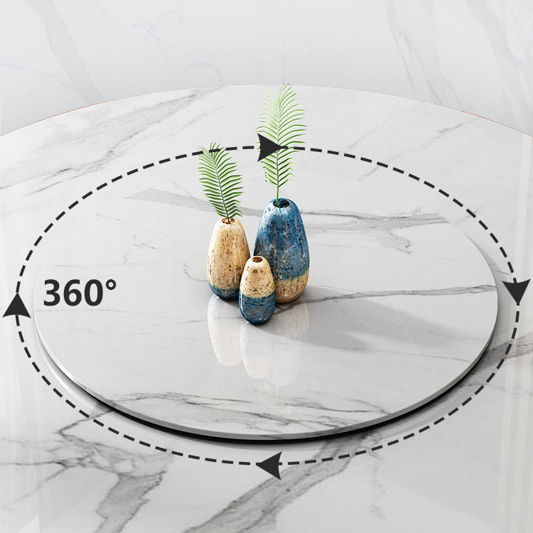 Contemporary Round Table Sintered Stone Dining Table with Metal Legs