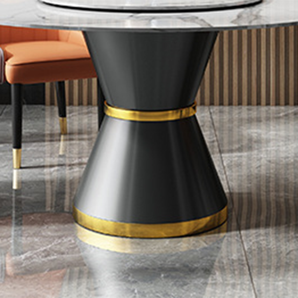 Contemporary Round Table Sintered Stone Dining Table with Metal Legs