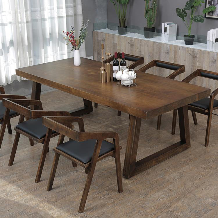 Industrial Style Rectangle Table Wooden Dining Table with Wooden Legs