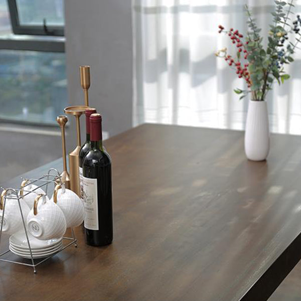 Industrial Style Rectangle Table Wooden Dining Table with Wooden Legs