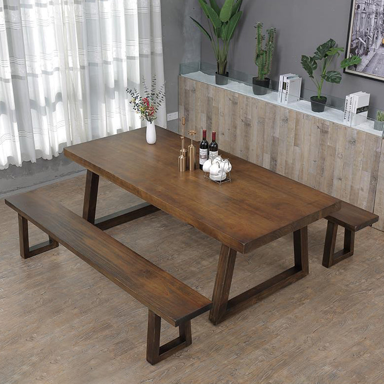 Industrial Style Rectangle Table Wooden Dining Table with Wooden Legs