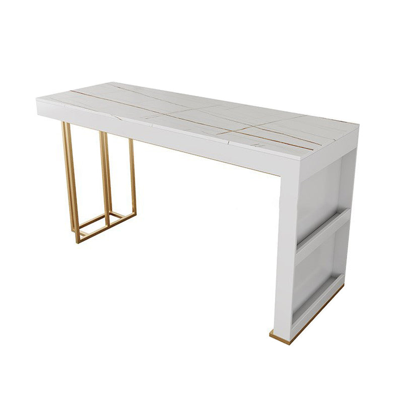 Glam Sintered Stone 1/2/3 Pieces Bar Table Set Rectangle Bar Table with Metal Legs