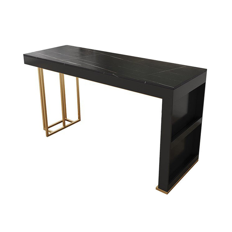 Glam Sintered Stone 1/2/3 Pieces Bar Table Set Rectangle Bar Table with Metal Legs