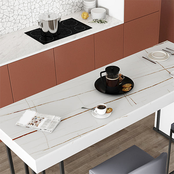 Glam Sintered Stone 1/2/3 Pieces Bar Table Set Rectangle Bar Table with Metal Legs