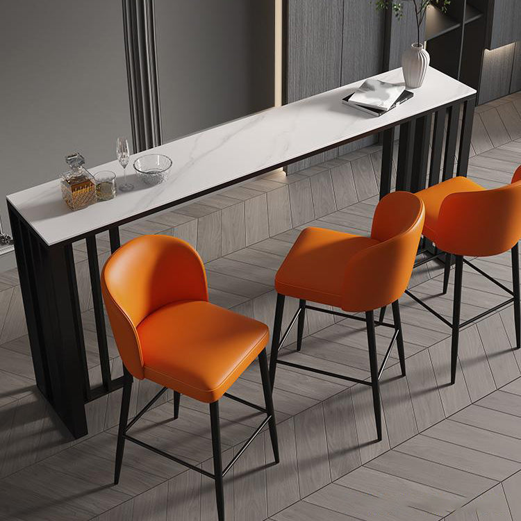 Modern Sintered Stone 1/2/4 Pieces Bar Table Set Rectangle Bar Table with Metal Legs