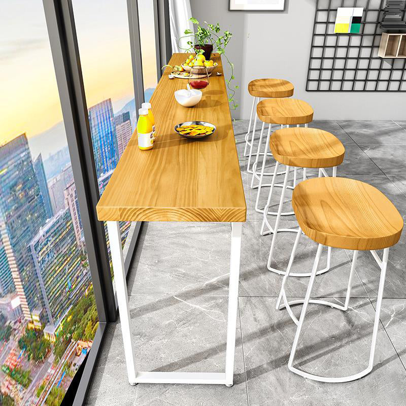 Rectangle Modern Pub Table Set 1/5 Pieces Pine Wood Top Bar Table with Wooden Stools