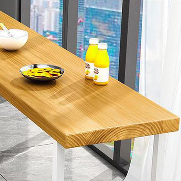 Rectangle Modern Pub Table Set 1/5 Pieces Pine Wood Top Bar Table with Wooden Stools