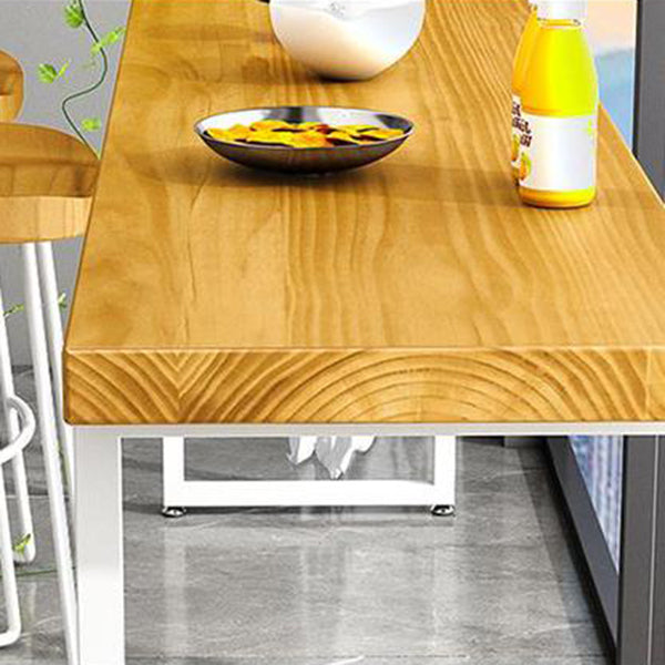 Rectangle Modern Pub Table Set 1/5 Pieces Pine Wood Top Bar Table with Wooden Stools