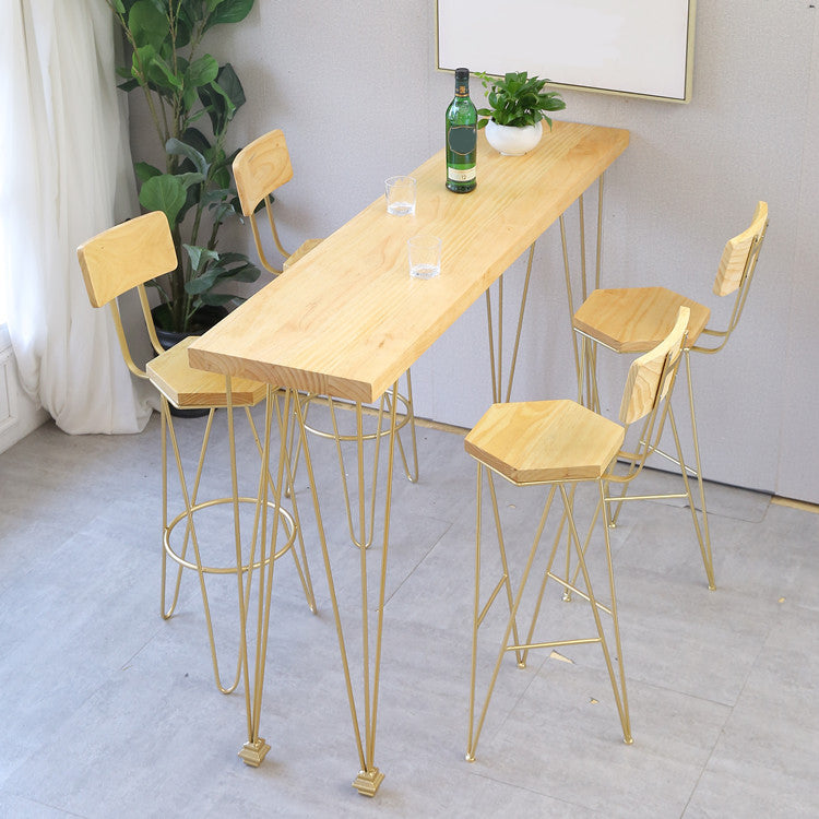 Modern Pub Table Set 1/2/3/5 Pieces Wood Bar Table with Metal Stools