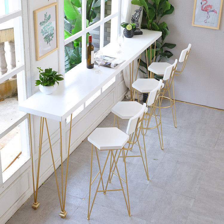 Modern Pub Table Set 1/2/3/5 Pieces Wood Bar Table with Metal Stools