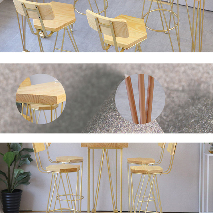 Modern Pub Table Set 1/2/3/5 Pieces Wood Bar Table with Metal Stools