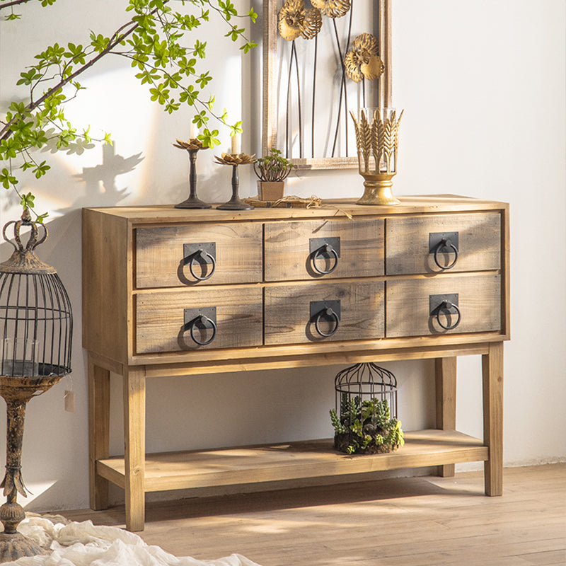 Traditional Solid Wood Double Dresser Horizontal Storage Chest Dresser for Bedroom