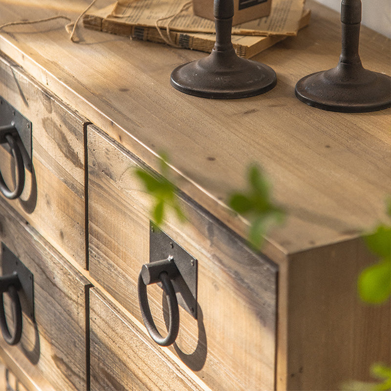 Traditional Solid Wood Double Dresser Horizontal Storage Chest Dresser for Bedroom