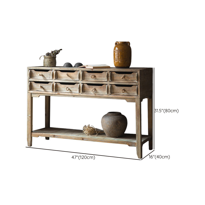 Traditional Solid Wood Double Dresser Horizontal Storage Chest Dresser for Bedroom