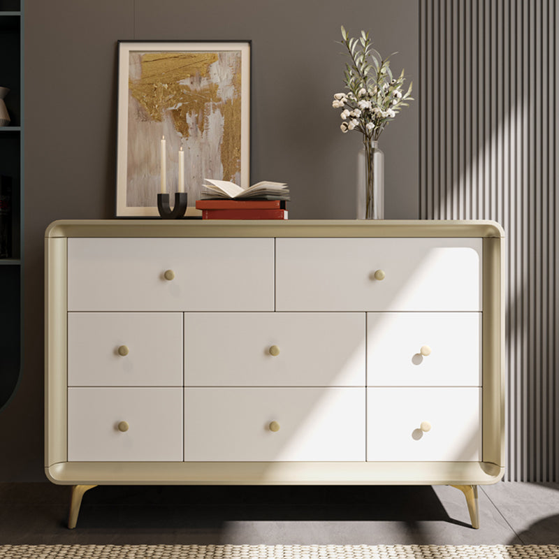 Classic Glam Horizontal Double Dresser Rubber Wood Storage Chest Dresser for Bedroom