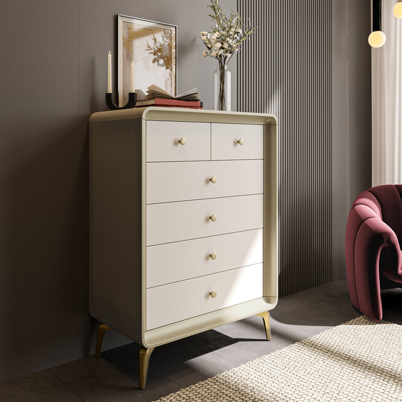 Classic Glam Horizontal Double Dresser Rubber Wood Storage Chest Dresser for Bedroom