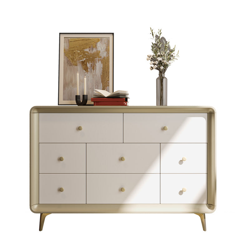 Classic Glam Horizontal Double Dresser Rubber Wood Storage Chest Dresser for Bedroom