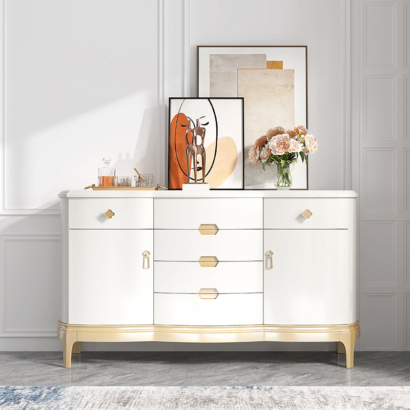 Classic Glam Horizontal Double Dresser Rubber Wood Storage Chest Dresser for Bedroom