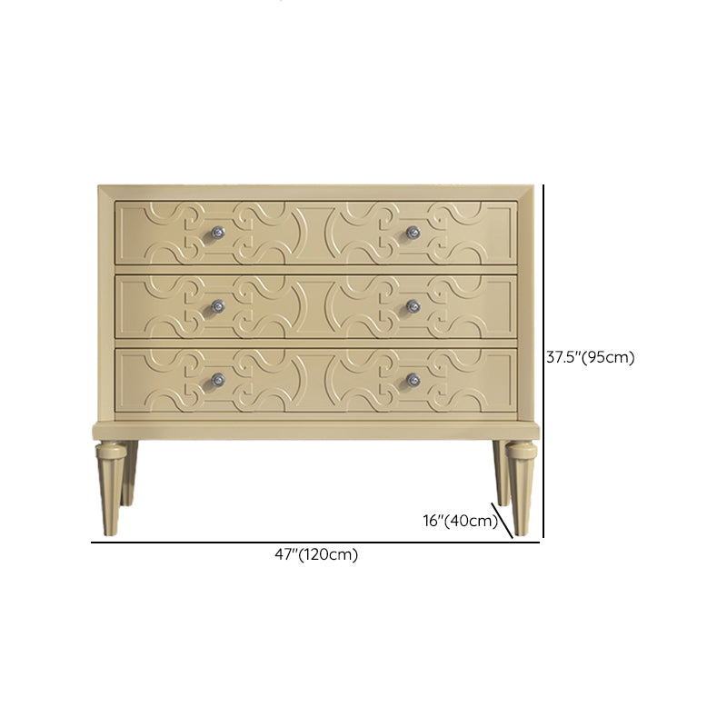 Classic Glam Horizontal Double Dresser Rubber Wood Storage Chest Dresser for Bedroom