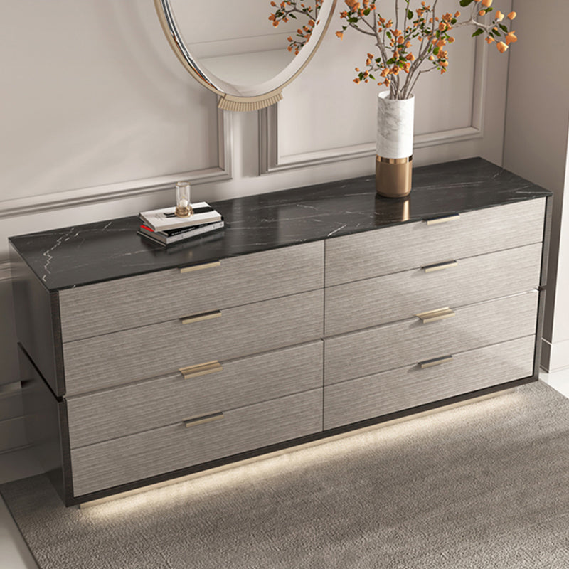 Ultra-Modern Double Dresser Horizontal Birch Storage Chest Dresser for Bedroom