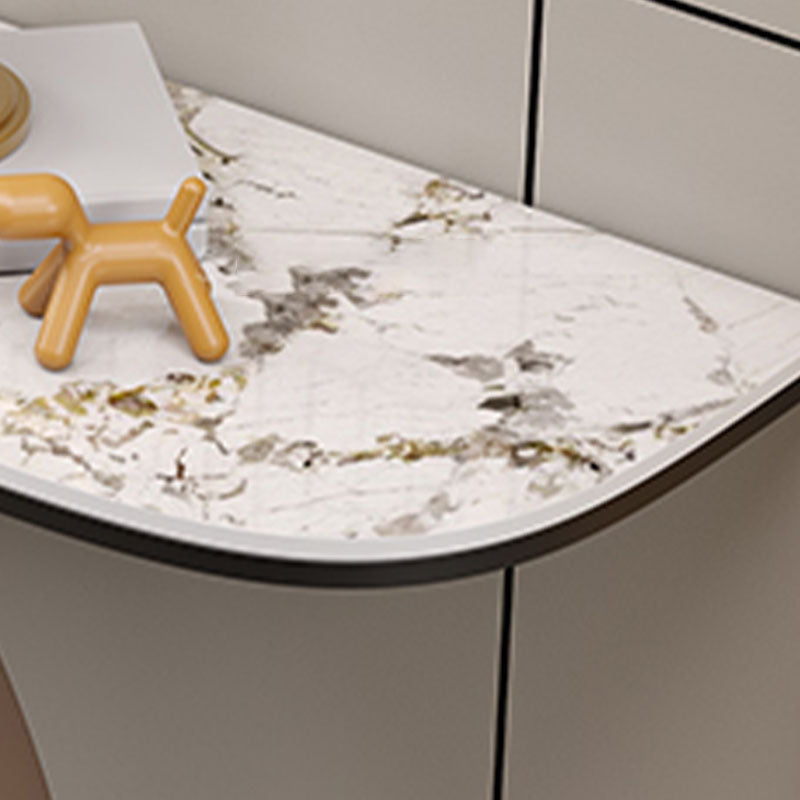 Contemporary Stone Accent Table Half Moon Sofa Console Table for Hall