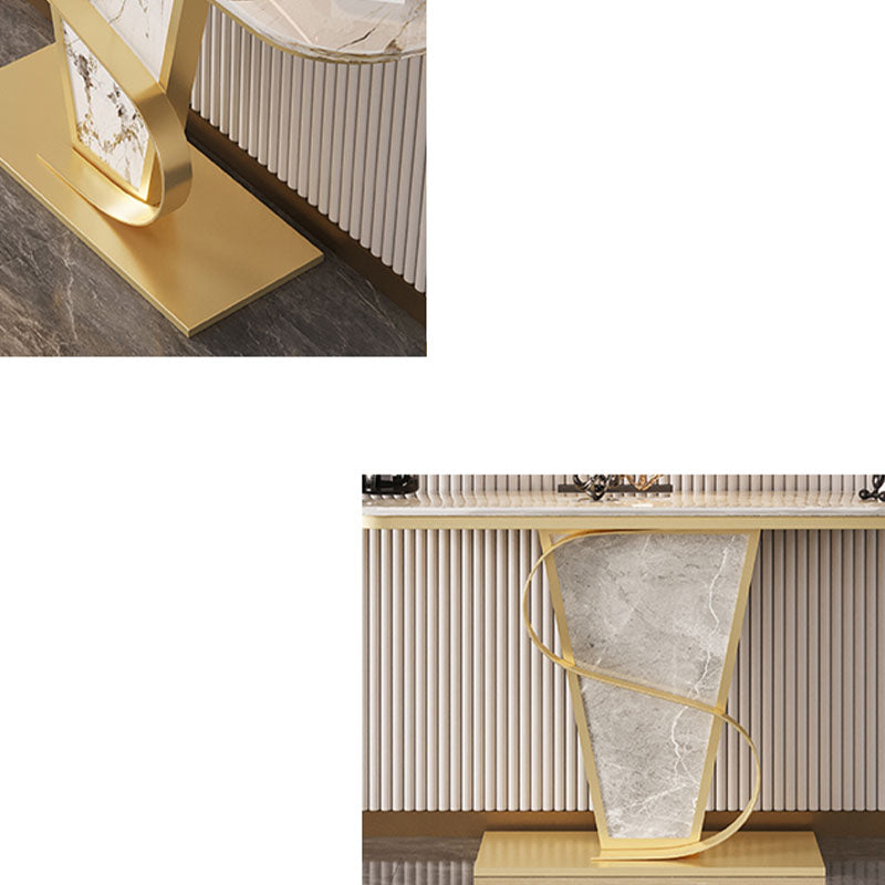 Glam Style Sofa Table Slate Top Console Accent Table for Entryway