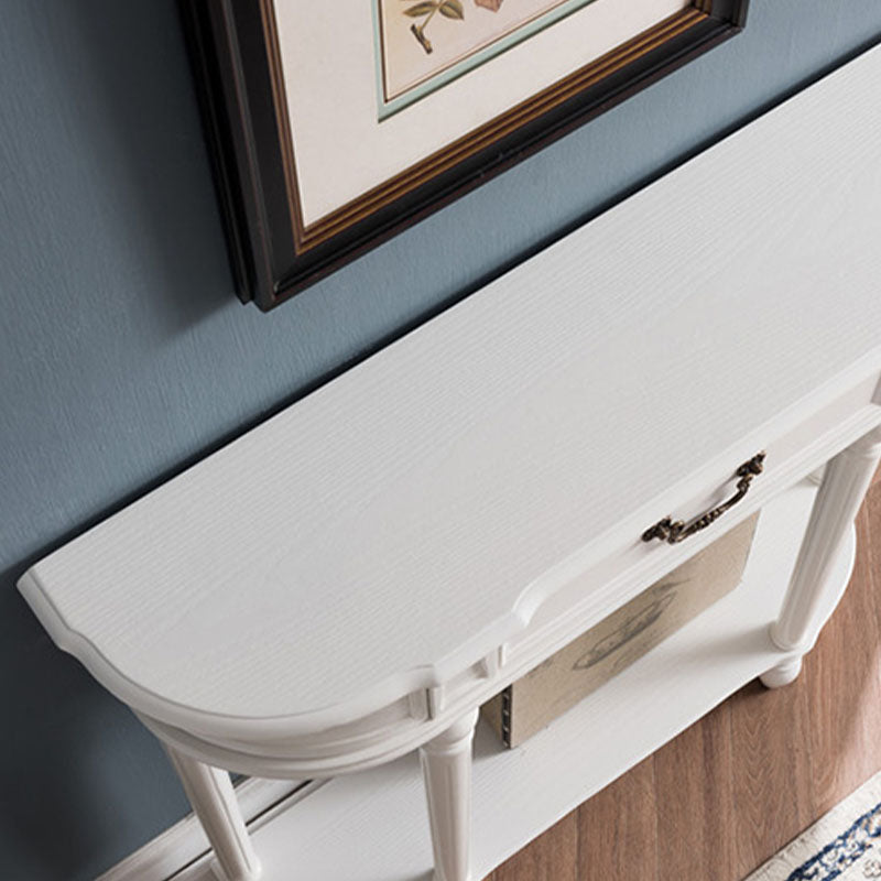 Mid-Century Modern Rubber Wood Console Table Half Moon Sofa Console Table for Hall