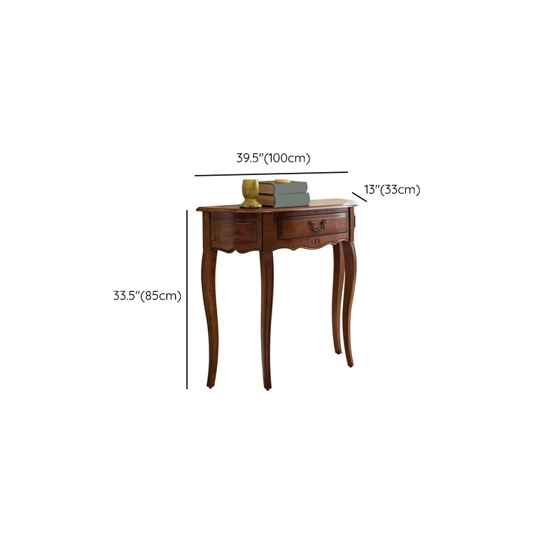 Mid-Century Modern Wood Accent Table Half Moon Sofa Console Table for Hall