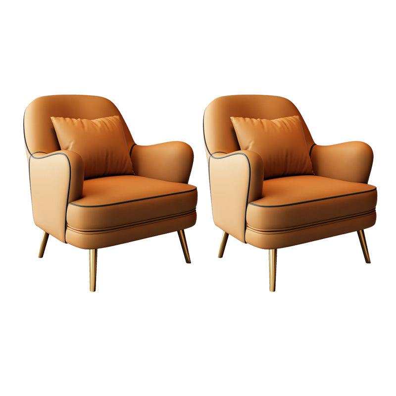Contemporary Pillow Back Chair Recessed Arms Pillow Back ArmChair