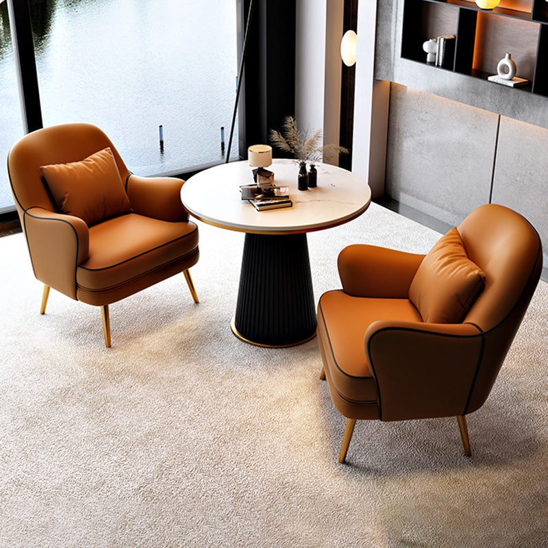 Contemporary Pillow Back Chair Recessed Arms Pillow Back ArmChair