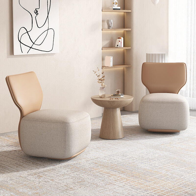 Industrial Upholstered Accent Chair Leather Tight Back Armless Chair