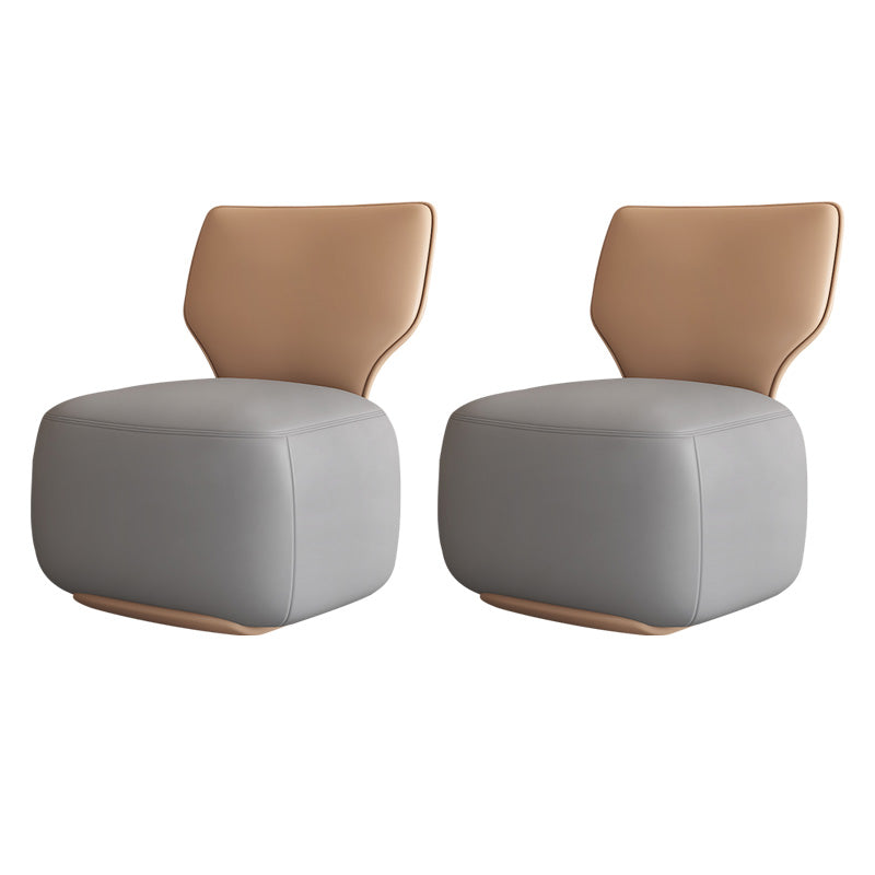 Industrial Upholstered Accent Chair Leather Tight Back Armless Chair