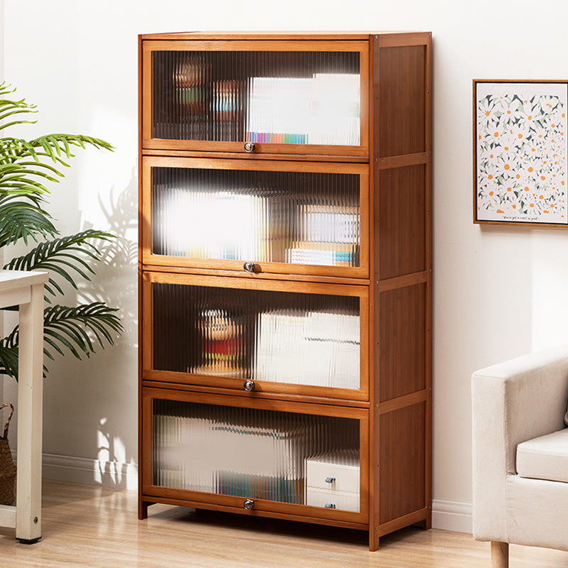 Contemporary Brown Accent Cabinet with Acrylic Doors Rectangle Cabinet