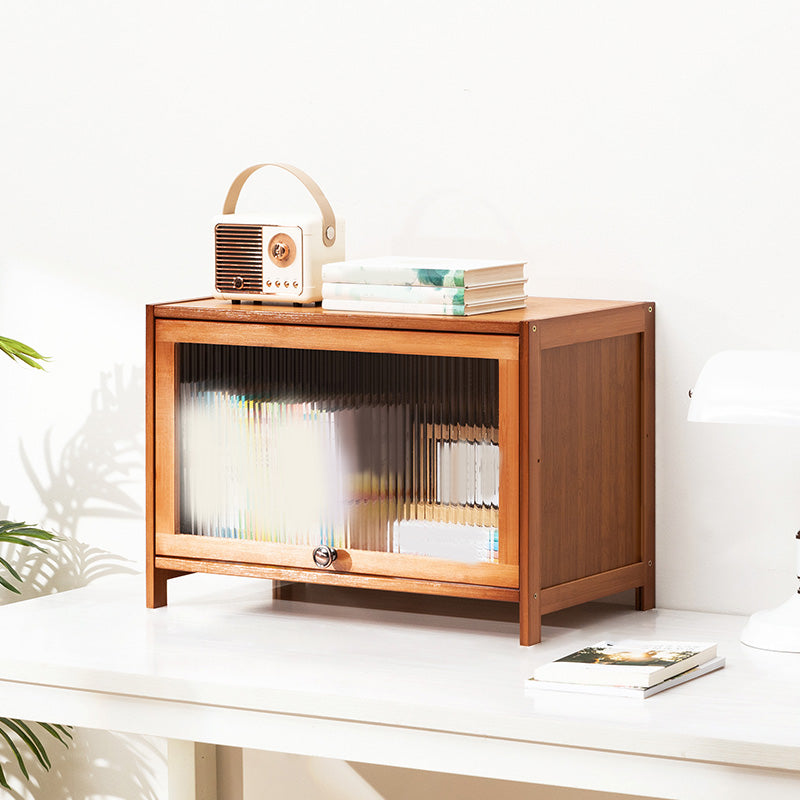 Contemporary Brown Accent Cabinet with Acrylic Doors Rectangle Cabinet
