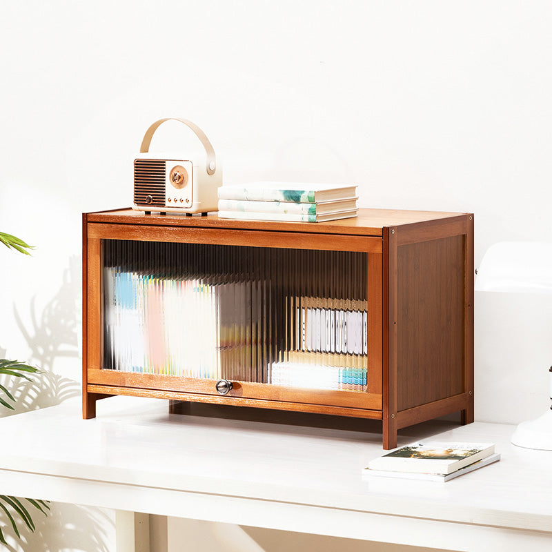 Contemporary Brown Accent Cabinet with Acrylic Doors Rectangle Cabinet