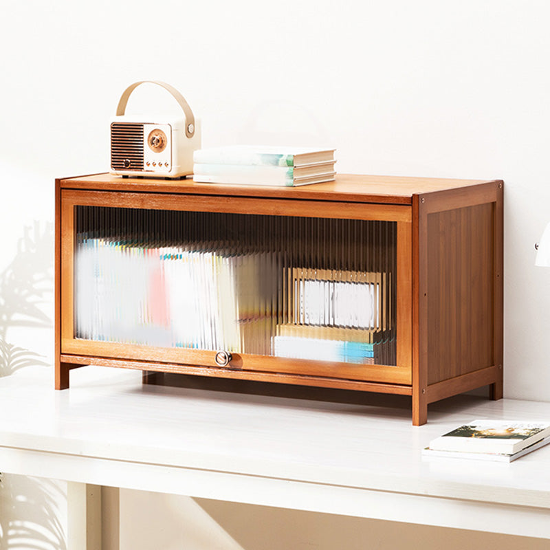 Contemporary Brown Accent Cabinet with Acrylic Doors Rectangle Cabinet