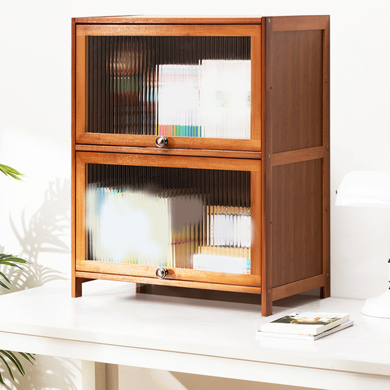 Contemporary Brown Accent Cabinet with Acrylic Doors Rectangle Cabinet