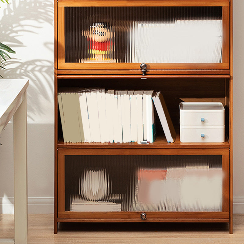 Contemporary Brown Accent Cabinet with Acrylic Doors Rectangle Cabinet