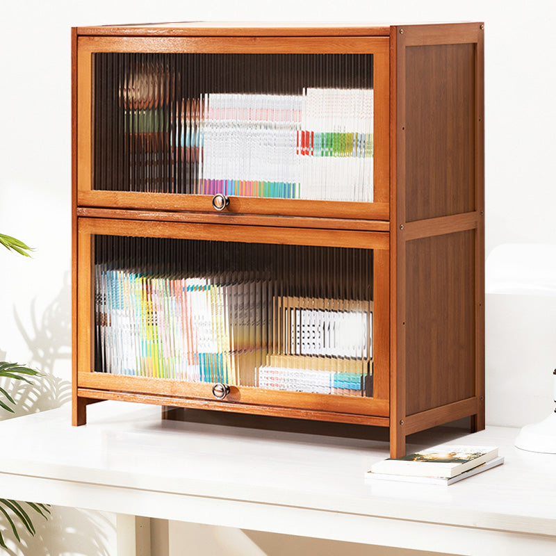 Contemporary Brown Accent Cabinet with Acrylic Doors Rectangle Cabinet