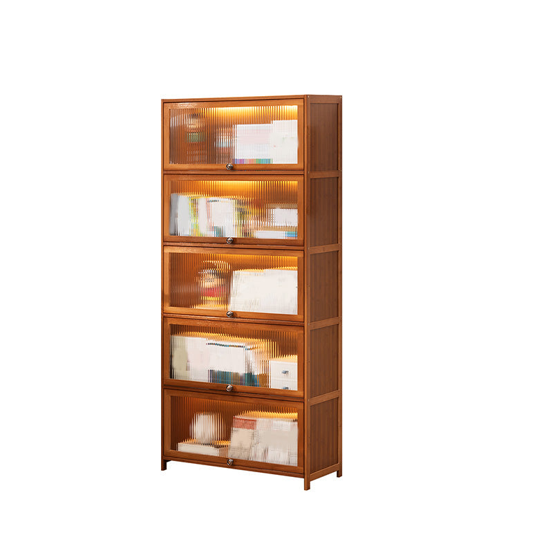Contemporary Brown Accent Cabinet with Acrylic Doors Rectangle Cabinet