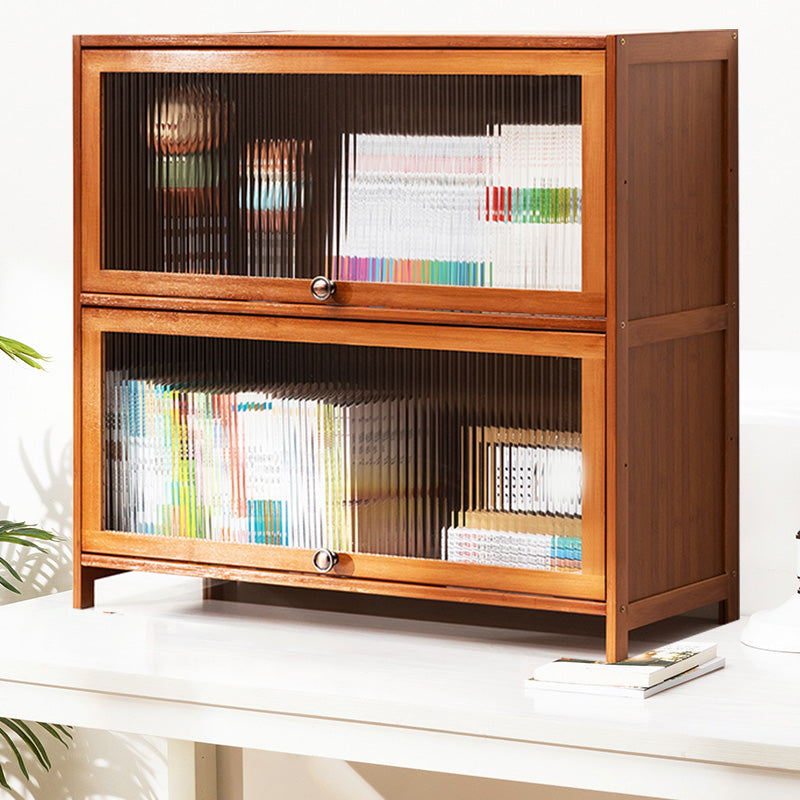Contemporary Brown Accent Cabinet with Acrylic Doors Rectangle Cabinet