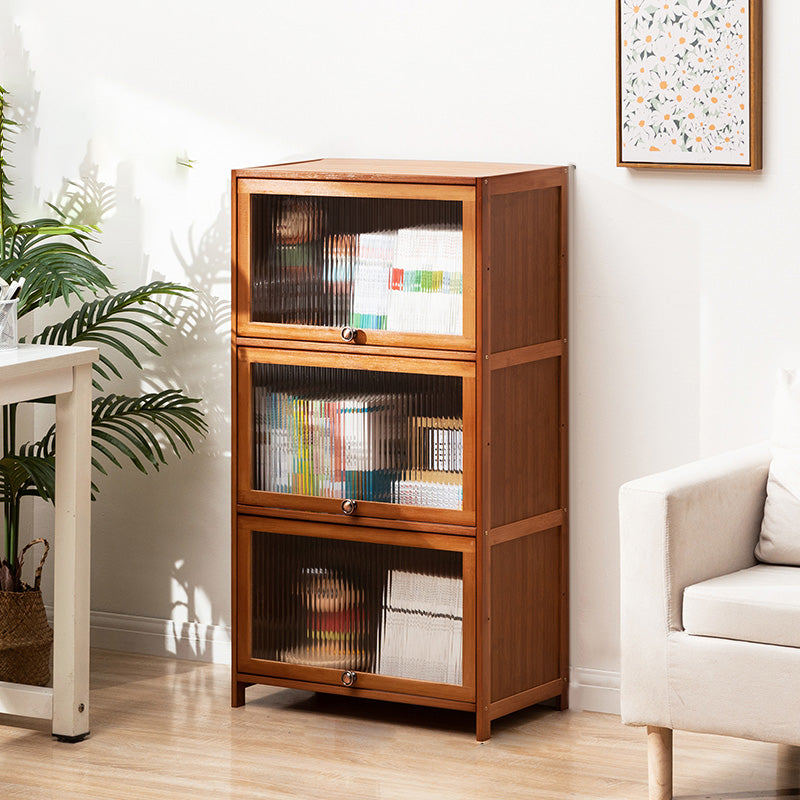 Contemporary Brown Accent Cabinet with Acrylic Doors Rectangle Cabinet