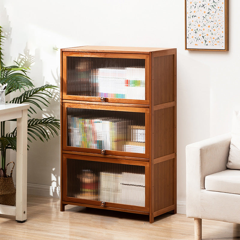 Contemporary Brown Accent Cabinet with Acrylic Doors Rectangle Cabinet