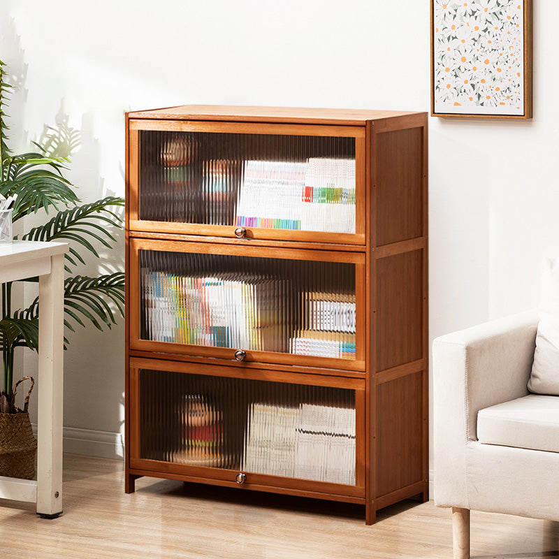 Contemporary Brown Accent Cabinet with Acrylic Doors Rectangle Cabinet