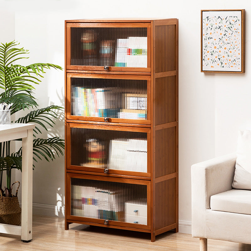 Contemporary Brown Accent Cabinet with Acrylic Doors Rectangle Cabinet